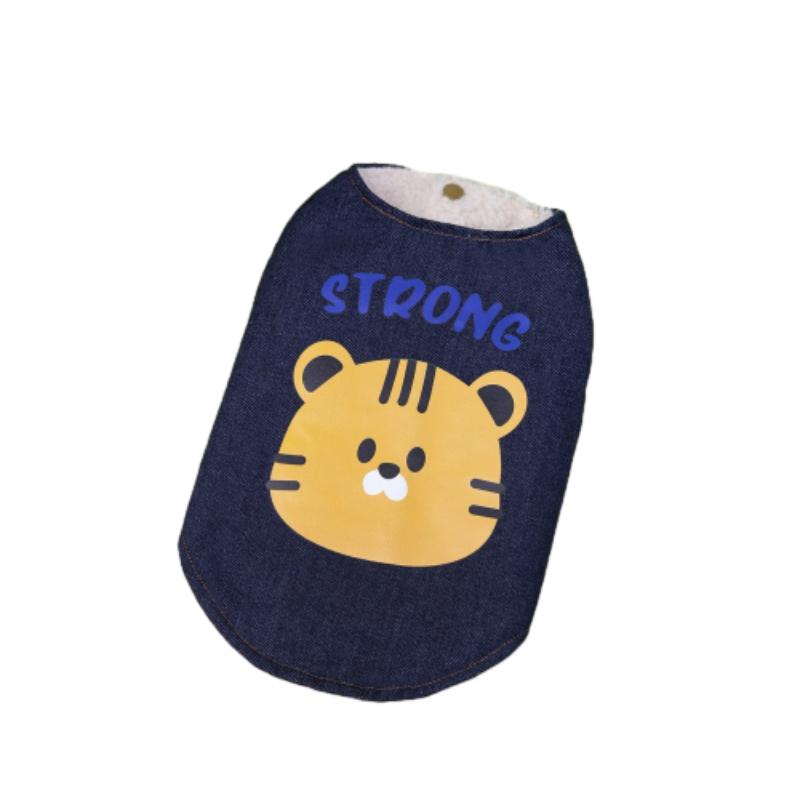 

Jeans Style Small Dog Warm Vest Cartoon Pattern Thickened Apparel for Teddy Bichon Small Breed Pets Autumn Winter Clothing Cozy Winter Pet Wear 2XL