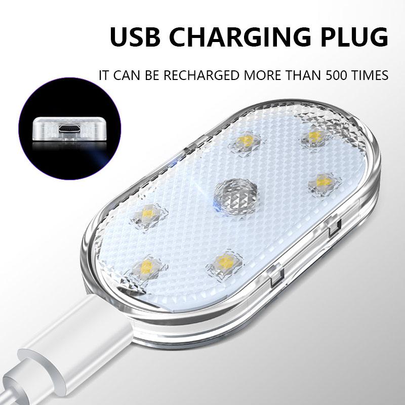 Car LED Touch Lights USB Sensor Rechargeable Reading Light Auto Door Light Roof Ceiling Lamp Car Interior Atmosphere Lamp