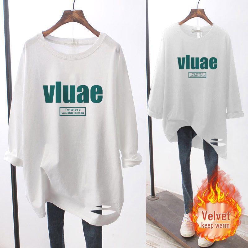 Damen Reines Baumwoll Weiß Langarm T-Shirt - 2025 Herbst Lockerer Schnitt, Cooles Mittellanges Nischendesign