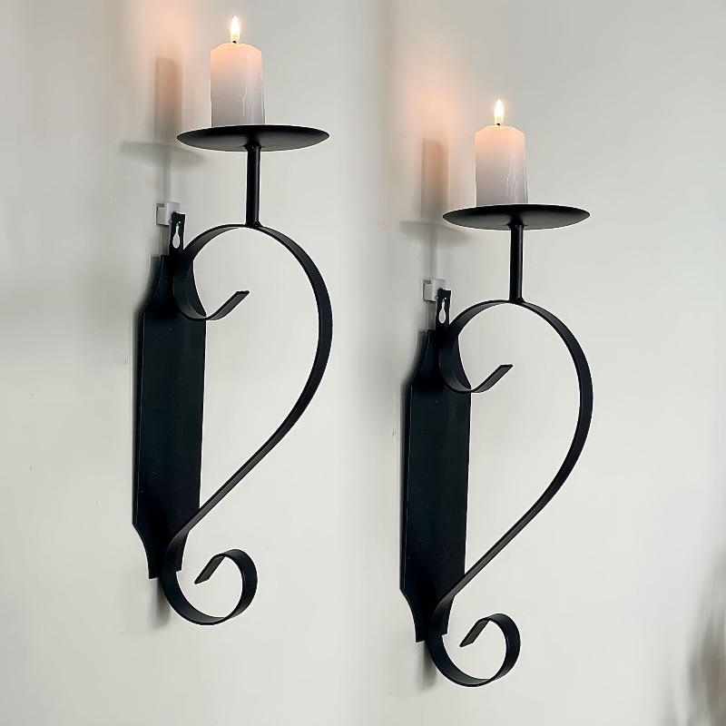 2 Stück Eisen Wandhänger Liebe Kerzenhalter Hohl Kurvendesign für Zuhause Schlafzimmer Wohnzimmer Wanddekoration Weihnachtsgeschenk