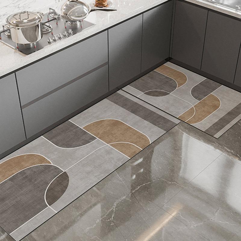 Carpet for Kitchen Waterproof Floor Mat Pvc Leather Foot Mats Non-slip Oil Proof Carpet Long Carpets Grey Home Decoration Rug