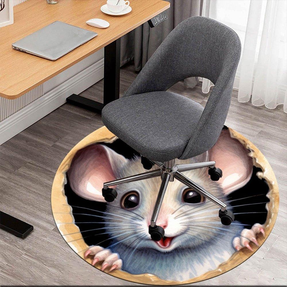 

Curious Mouse Peeking Through Hole StickerRound Non-Slip chair mat chair carpet for office Rugs for Office Decor Gift For Valentine s Day Mother s Day 80cm by 80cm