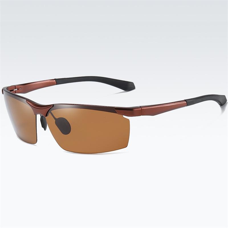 

AORON Алюмінієвий магній Напіврамка День Нічне бачення Фотохромні поляризовані сонцезахисні окуляри Мода водіння велосипедні рибальські окуляри коричневий