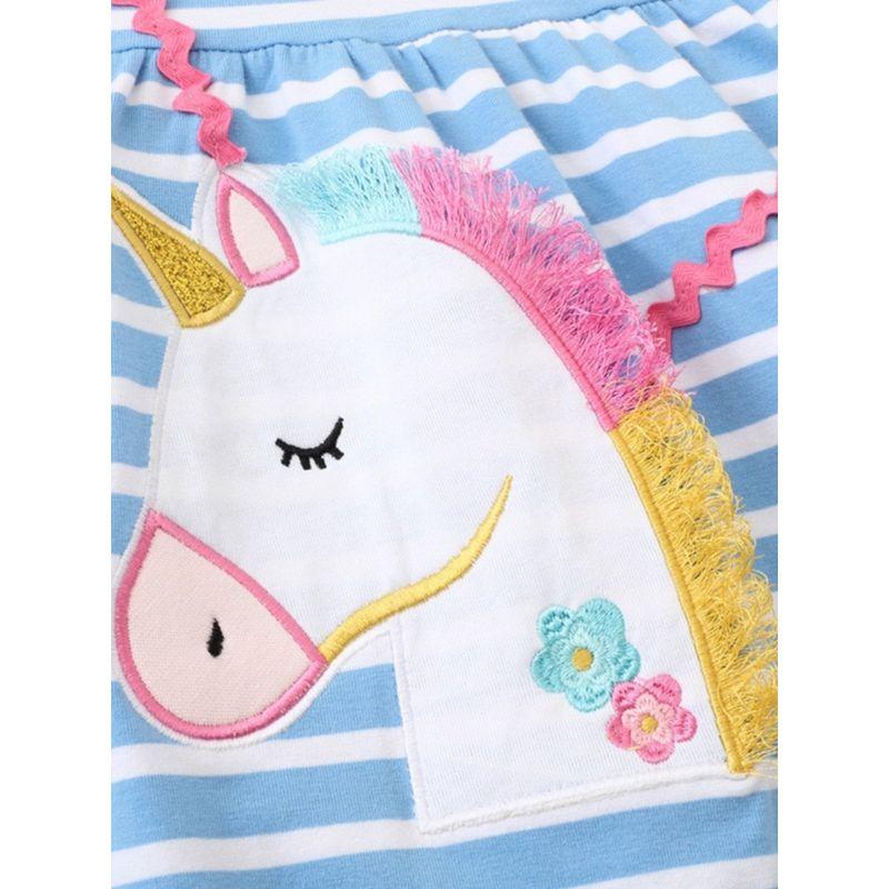 In Stock New Girls' Dresses European and American Style Unicorn Children's Summer Dress Knitted Cotton Princess Dress
