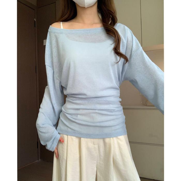 Womens Summer Long Sleeve T Shirt With Tie Waist And Sun Protection For Casual Wear