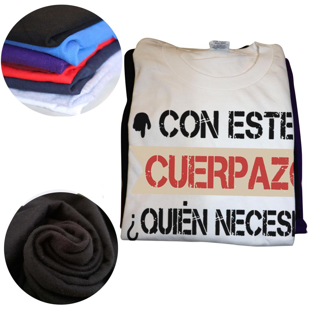 This Great Body Who Needs Hair Funny Men's T Shirt with Spanish Text Camiseta 100% Cotton Novelty Short Sleeve Humor Tshirt