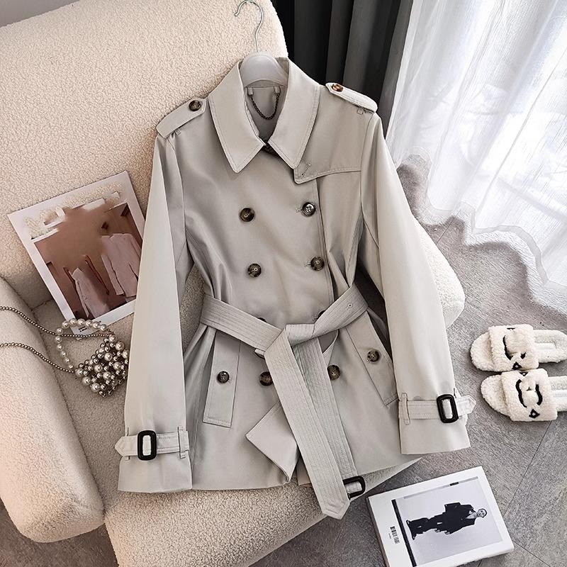 Long trench coat women's autumn clothing high-end feeling over the knee fashion waist temperament double-breasted jacket