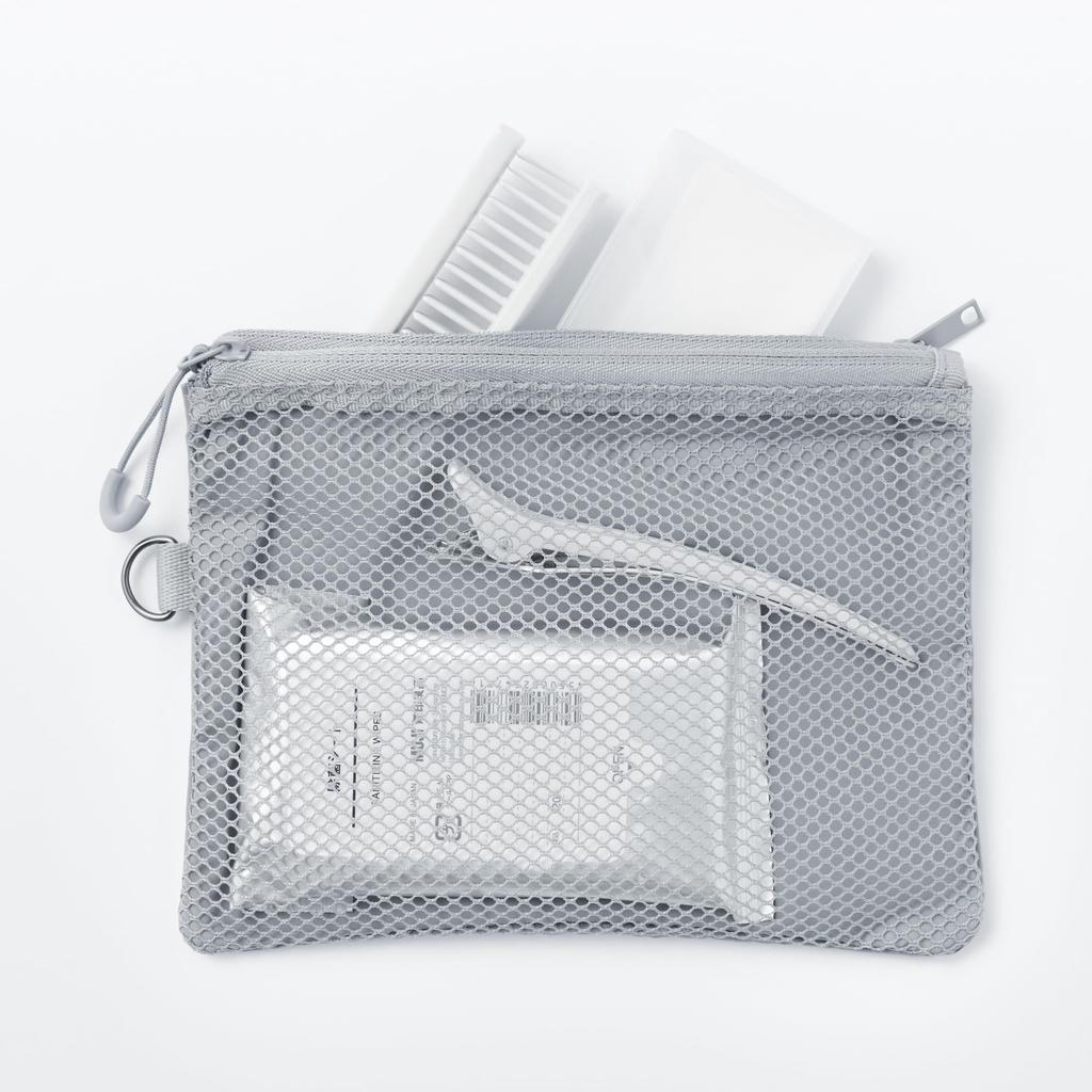 MUJI Polyester Double Zipper OHG88A3S Case, Gray, Medium,