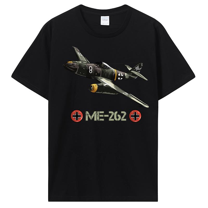 World War 2 German Aircraft ME 262 Fighter Jet Memorabilia T-Shirt Men Cotton O-neck Tshirt Hip Hop Tees Streetwear Harajuku