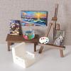 Mini Dollhouse Easel and Table Set - DIY Painting Board and Chair Accessories for Fish Tank or Scene Decor