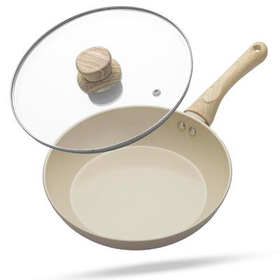Forged Fry Pan 24cm with Glass Lid | 1.8Ltr| Ceramic Coated | Gas Stove and Induction Friendly | Non-Stick, Teflon Free & Durable