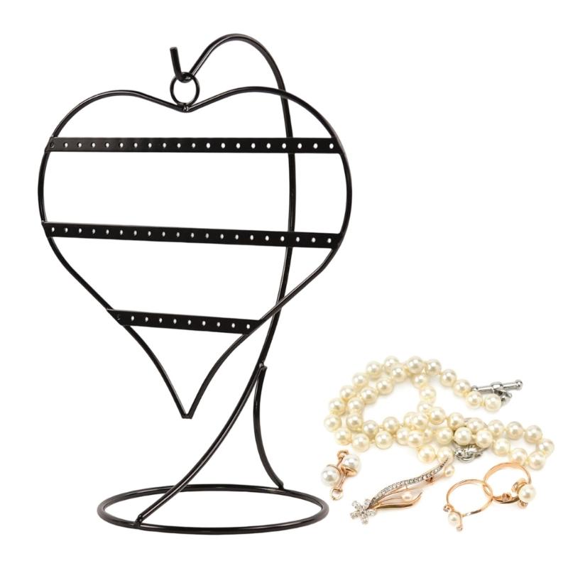 Elegant 50 Slot Heart Shape Earring Rack Jewelry Showcase Desktop Organizers for Ear Studs Chains Store Display Home
