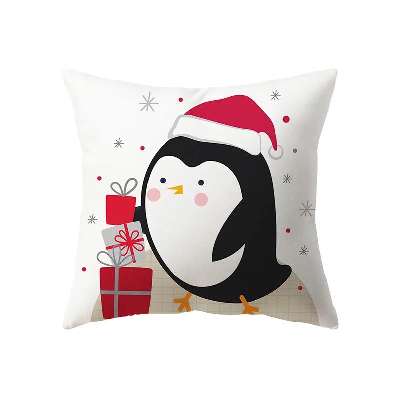 Merry Christmas Cute Santa Claus Snowman Print Pattern Cushion Cover Home Living Room Sofa Decoration Pillow