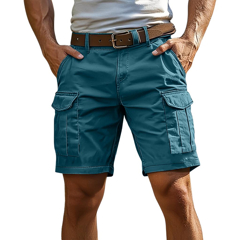 Mens Cargo Shorts with Multiple Pockets Relaxed Fit Belted Waist Casual Outdoor Wear for Daily Activities