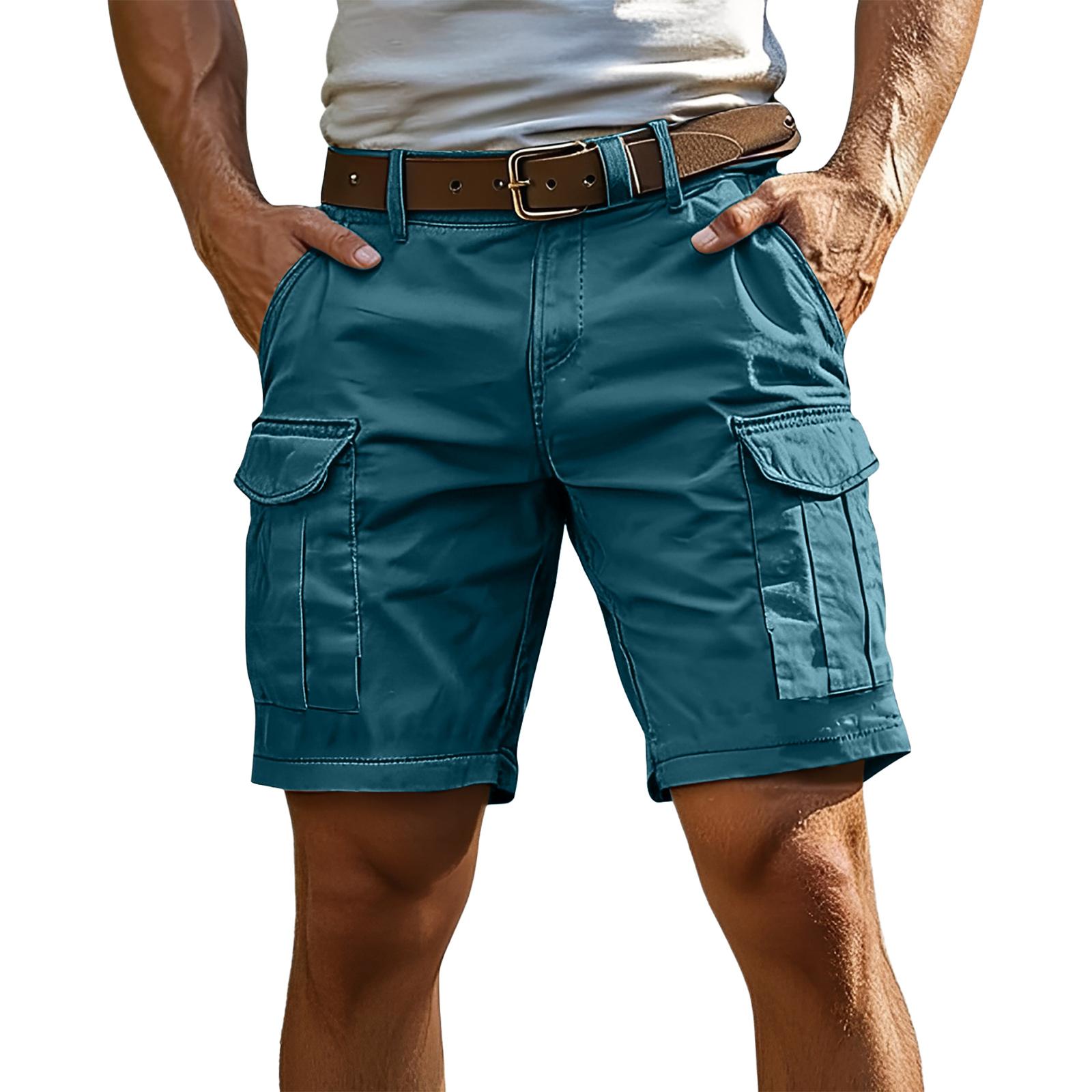 HAPPY  234 Heren Cargo Shorts met Meerdere Zakken Ontspannen Pasvorm Met Riem Taille Casual Outdoor Kleding voor Dagelijkse Activiteiten M blauw
