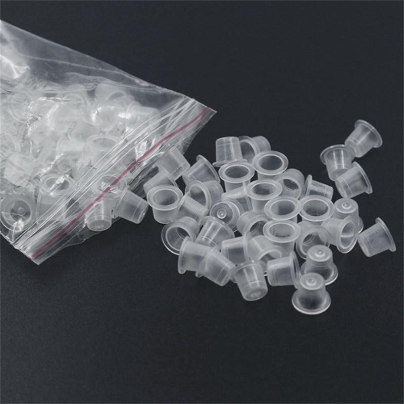 100pc S/M/L Plastic Disposable Microblading Tattoo Ink Cups Permanent Makeup Pigment Clear Holder Container Cap Tattoo Accessory