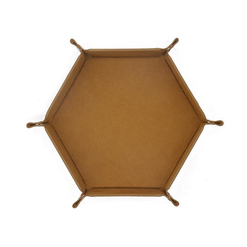 High Quality Foldable Dice Tray Box PU Leather Folding Hexagon Coin Square Tray Dice Game