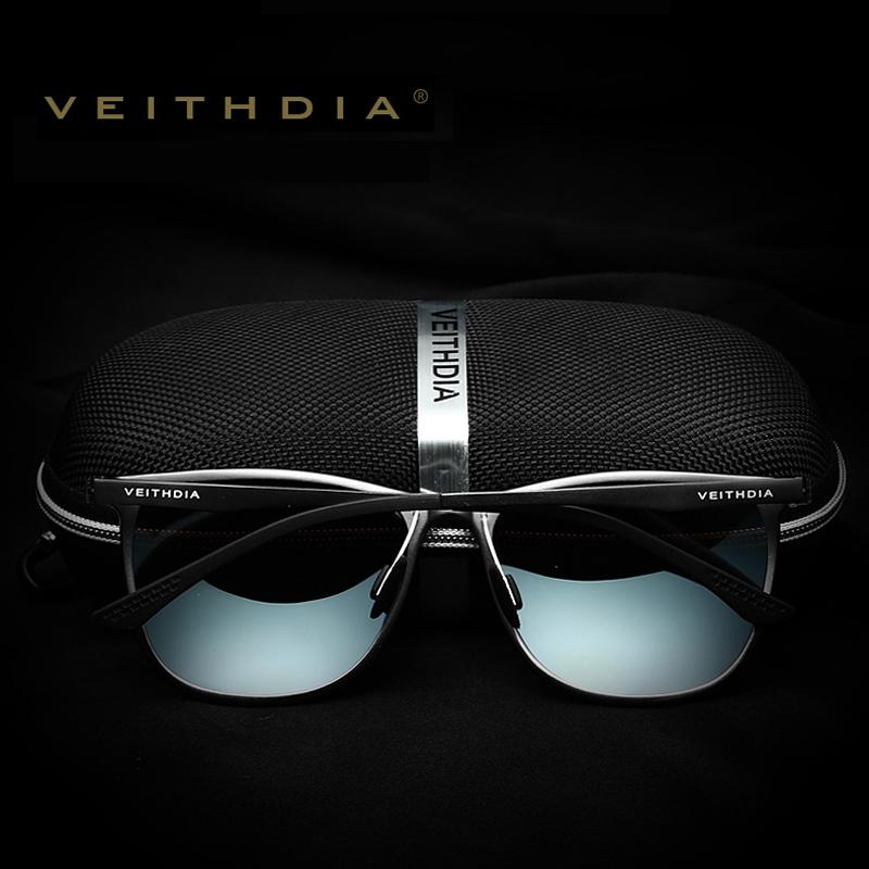 VEITHDIA Marca Alumínio Magnésio Óculos de Sol Masculinos Lentes Polarizadas Óculos de Sol Vintage Para Homens