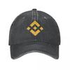 Casquette de Baseball Unisexe Binance Coin BNB Chapeaux en Jean Usé Crypto Casquette Décontractée pour l'Extérieur Entraînements Ajustement Réglable Casquette Snapback