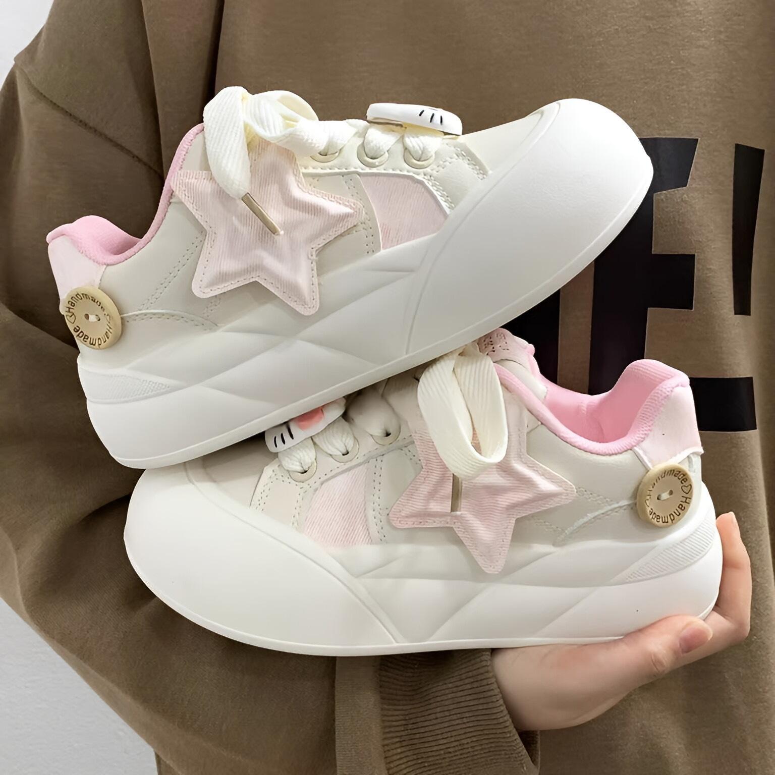 

Milk Huhu Japanese puff shoes autumn new platform niche versatile cute KT cat casual sports shoes 35 розовый