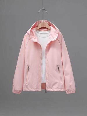 Women's Trendy Early March Hooded Windbreaker - Korean Style, Lightweight, Sun Protection for Spring, Summer, Autumn