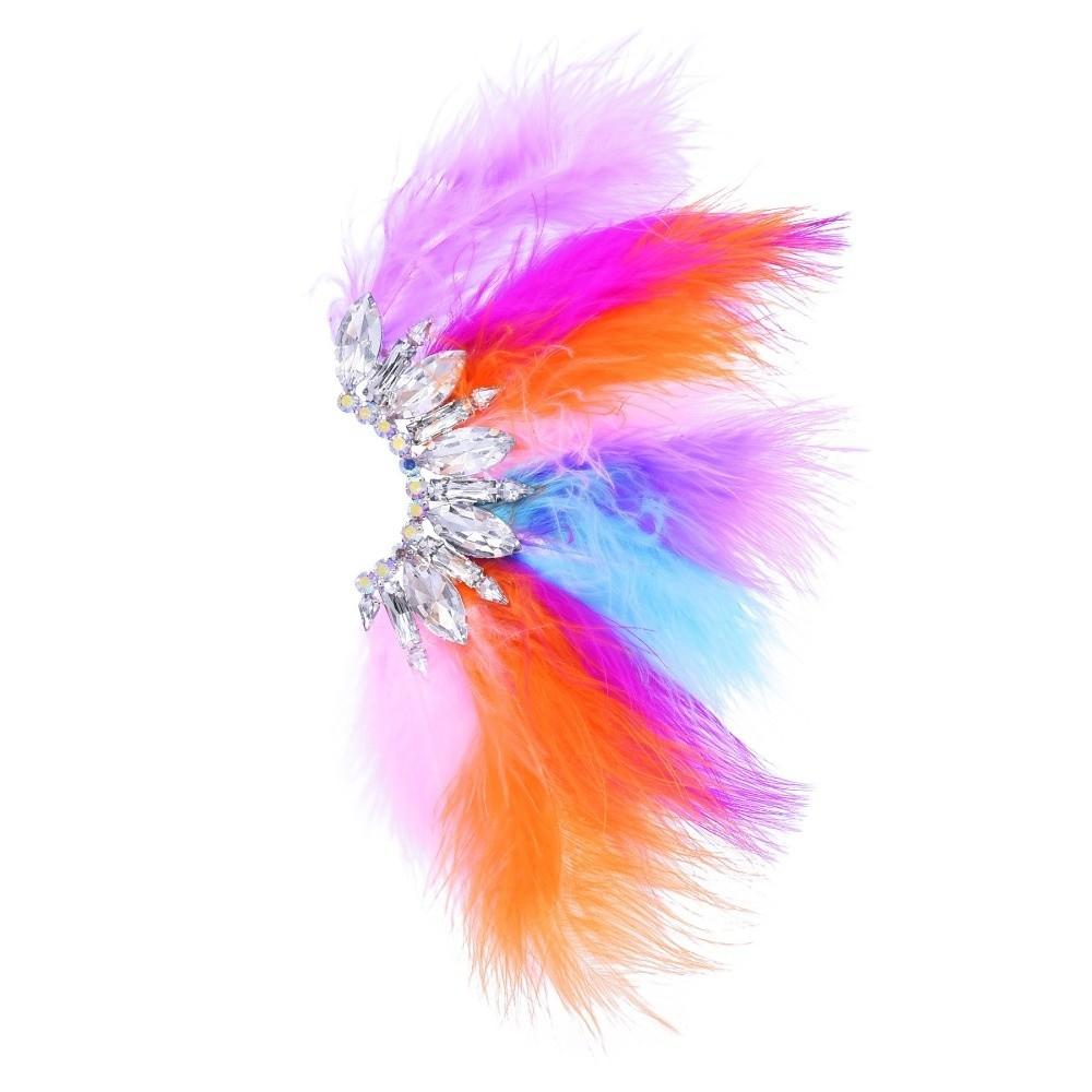 

Super Sparkling Crystal Stud Ear Clips Handmade Exaggerate Rhinestone Feather Ear Hooks Bohemia Women Feather Tassel Earring