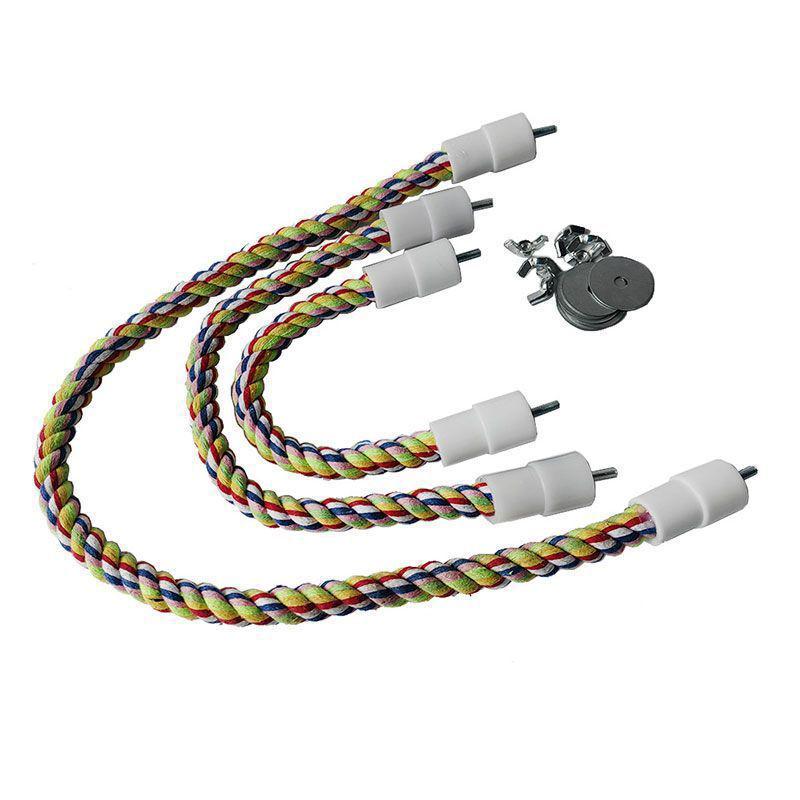 Peony Tiger-skin Parrot Climbing Pole with Rotating Cotton Rope Swing and Stand Extra Small Thin Mixed (20cm)