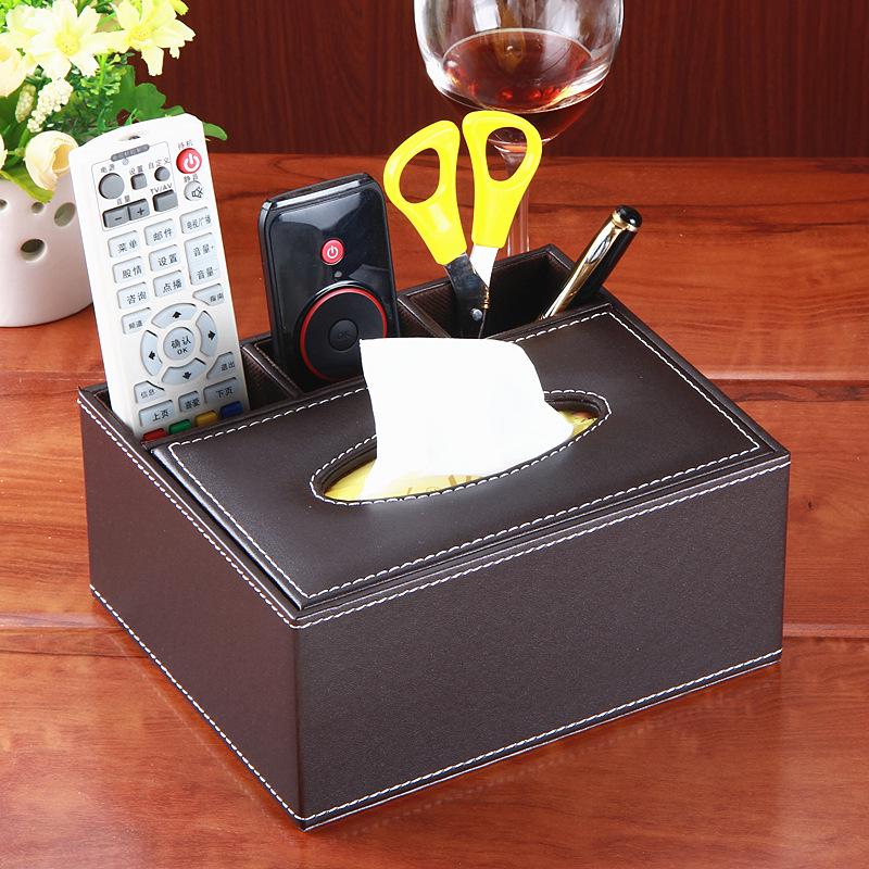 Hotel PU Leather Tissue Box & Remote Holder - European Style Multifunctional Organizer