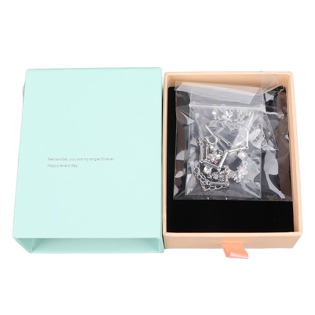 2PCS Pink Flower Bracelet Rhinestone Minimalist Sweet Versatile Flower Bracelet for Women