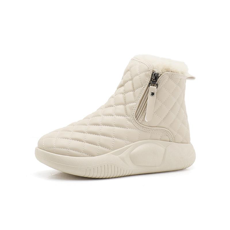 Dammode Vinter Varma Plattform Ankelstövlar Halkfria Dragkedja Snökängor Med Fuskpälsfodrade Bekväma Plyschfodrade Promenadkorta Stövlar Skor för Kvinnor
