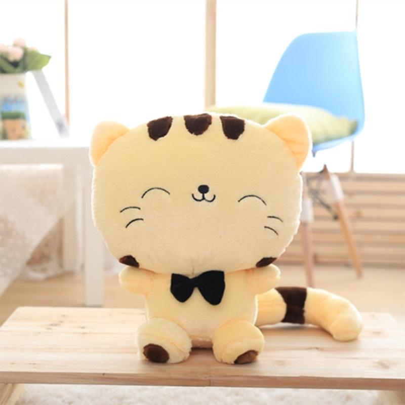 Jucărie de plus drăguță de pisică cu cap mare de 45 cm, cu decorare de pernă de canapea pentru păpușă moale umplută cu fundă(Înălțimea așezată