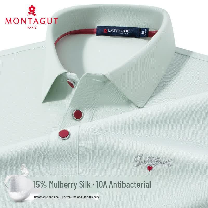 MONTAGUT Men s Silk Blend Cool & Breathable Polo Shirt L