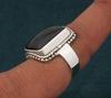 Solid 925 Sterling Silver Black Onyx Rectangle Gemstone Ring Handmade Boho Designer Ring Statement Ring Jewelry