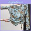 Tricou vintage cu imprimeu floral, cu mânecă lungă și decolteu în V, pentru ținute casual și de birou
