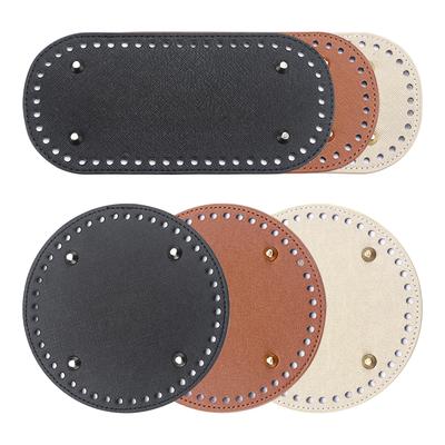 1pc DIY Leather Oval & Circle Bottom Base Material for DIY Weaving Yarn Thread Handbag, Handicraft Crochet & Knitting Accessory