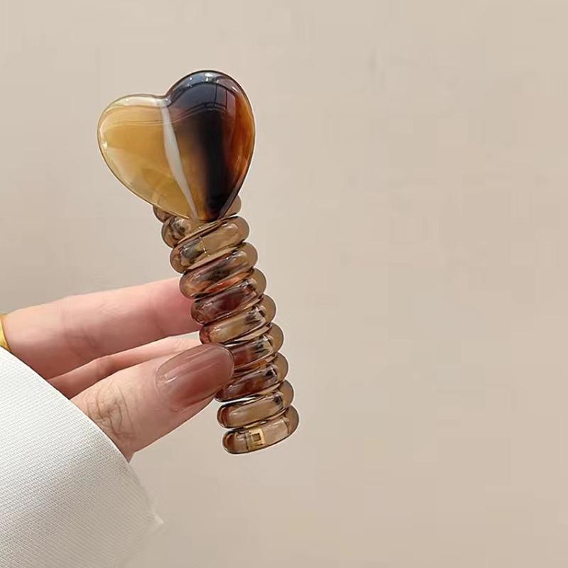 

Женские милые эластичные спиральные резинки для волос в форме сердца из пластика и резинки для волос «конский хвост» с плетением артефактов