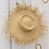 Niche Designer Raffia Big Eaves Rough Edge Sunscreen Hat Women's Summer Versatile Seaside Vacation Sunshade Straw Hat