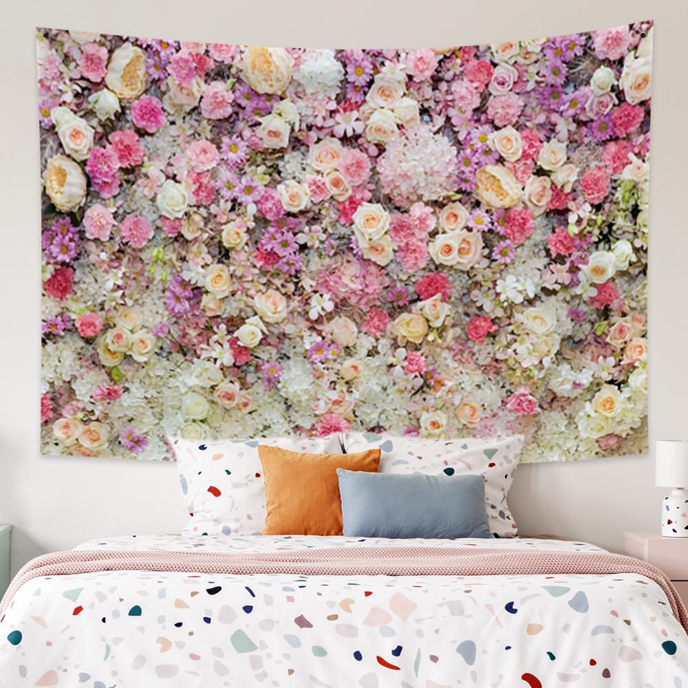 Beautiful Rose Bush Tapestry Wall Hanging Romantic Fresh Daisy Ins Style Wedding Party Background