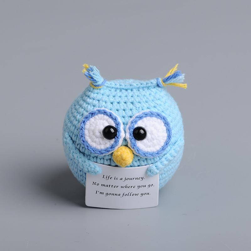 New Positive Energy Goose Hug Pocket Mini Handmade Plush Wool Knitting Doll with Card Funny Christams Gift Home Room Decoration