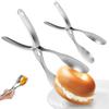 2Pcs Stainless Steel Food Tong Kitchen Cooking Clip Outdoor BBQ Grilling Tong Baking Burger Flipping Tool Buffet Dining Clip