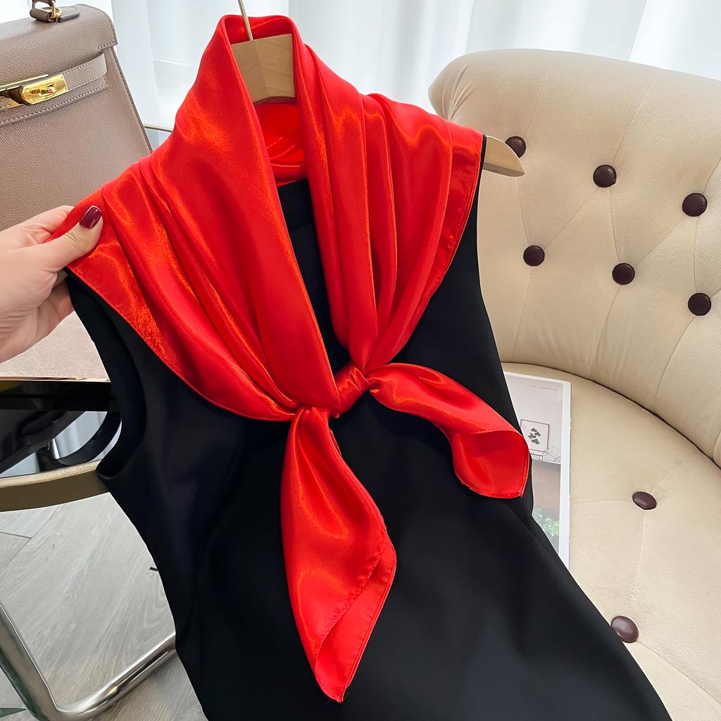 Ny Lyxig Sidenhuvudduk Dam Sommar Foulard Fyrkantig Huvud Hijab Scarfar För Damer Märke Sjalar 90*90 Sidenscarf Muslim Hi