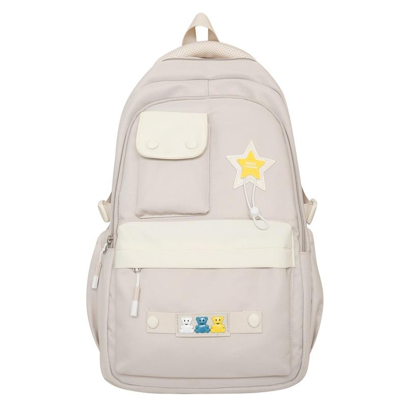 

Large Capacity Schoolbag Japanese Simple Style Backpack Solid Color Student Bag