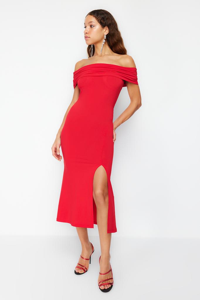 Women's Fashion New Dress Black Fitted Knitted Elegant Evening Dress