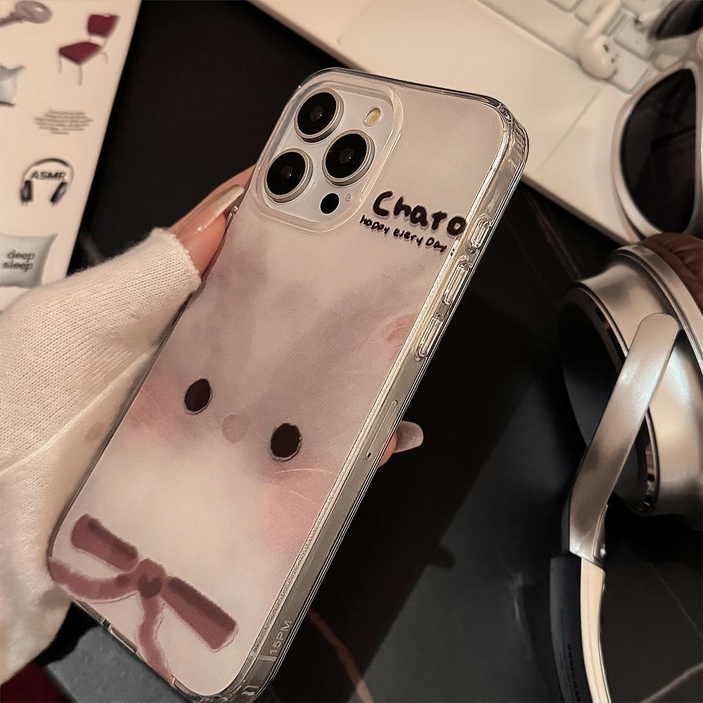 Cute big face cat phone case for 11/12/13/14/15