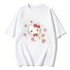 2026 New Summer HelloKitty Cute Graphic Tee Casual Short Sleeve Cotton Top for Women Girls Kawaii Cartoon Print Streetwear