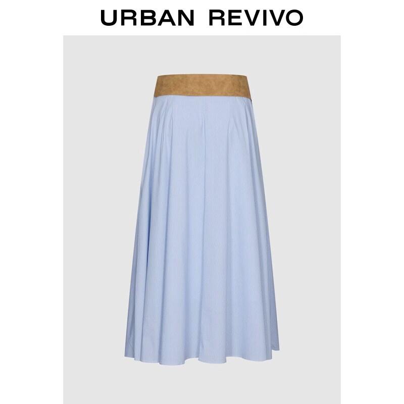 UR Women s Pleated Stripe Belted Midi Skirt XXS