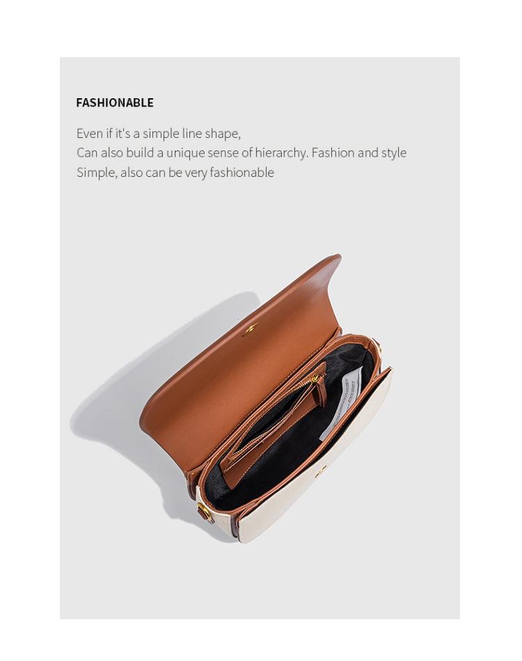 2024 Women's Color Block Saddle Bag: Fashionable Versatile Canvas with Wide Strap, Single Shoulder & Crossbody Style