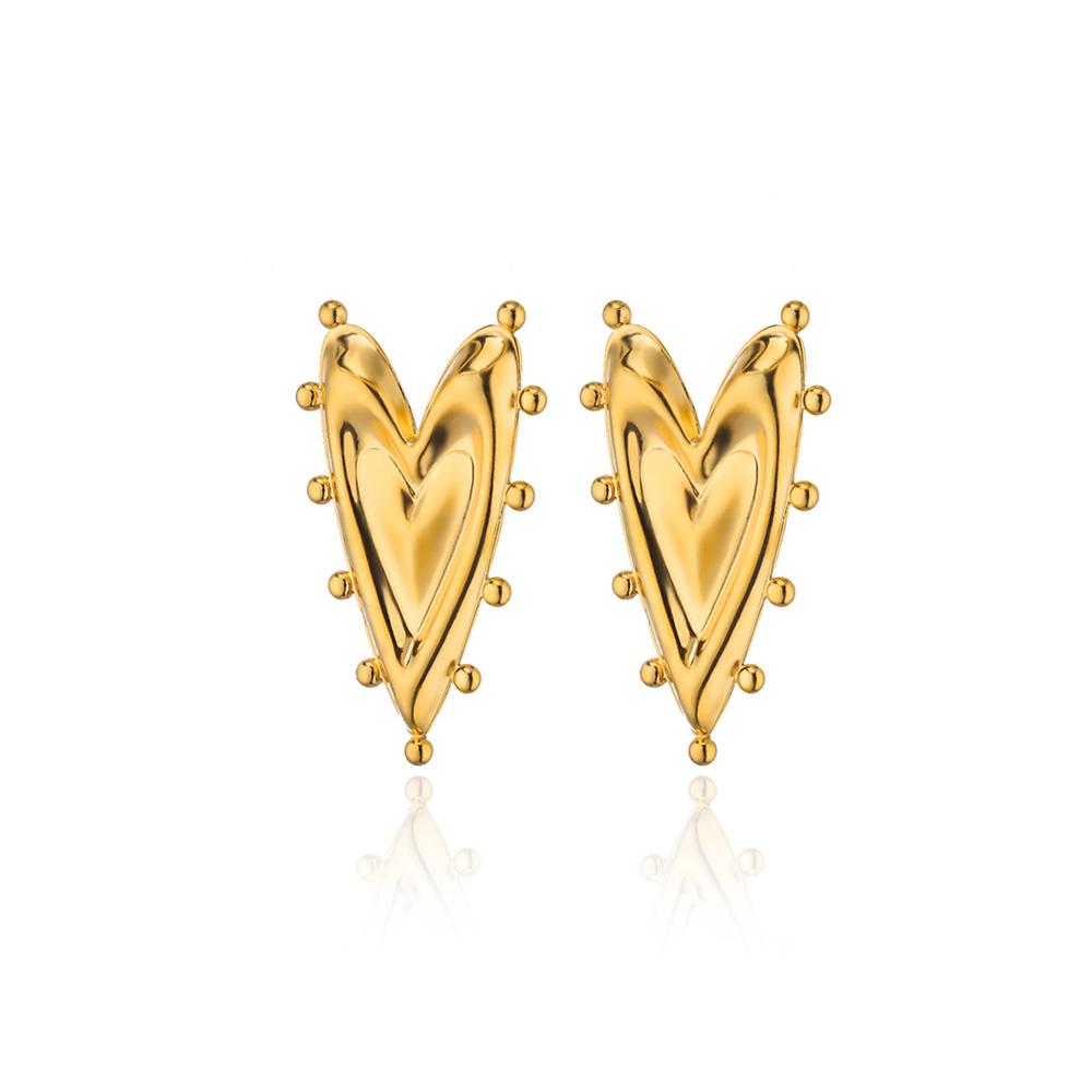Vintage Geometric Heart Earrings For Women Gold Color Stainless Steel Love Irregular Earring Wedding Christmas Jewelry Gift