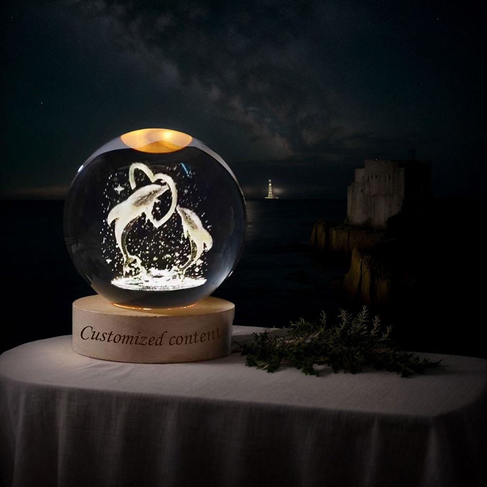6 Color Changes Night Light 3D Laser Engraving Cat and Butterfly Night Light with Colored Light Wood Lamp Holder Home Decoration