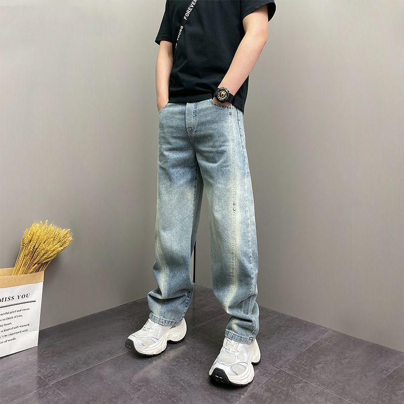 2025 Autumn High Street Loose Straight-Leg Jeans: Versatile Washed Punk Trousers